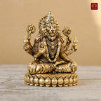 Brass Narsimha Ji Idol - 7.5cm  | Golden Finish | Spiritual Idol for Home, Office, Workshop, Temple & Car Dashboard Decor