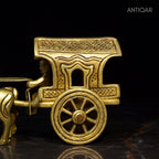 Brass Decorative Jharokha Bullock Cart Showpiece -7cm | Antique Golden Finish | Handicraft Decorative Showpiece for Home, Table & Office Decor