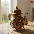 Tibetan Copper Tea & Coffe Kettle - 20cm | Antique Brown Finish |Traditional used for Serving Butter Tea & Spiritual Home Decor
