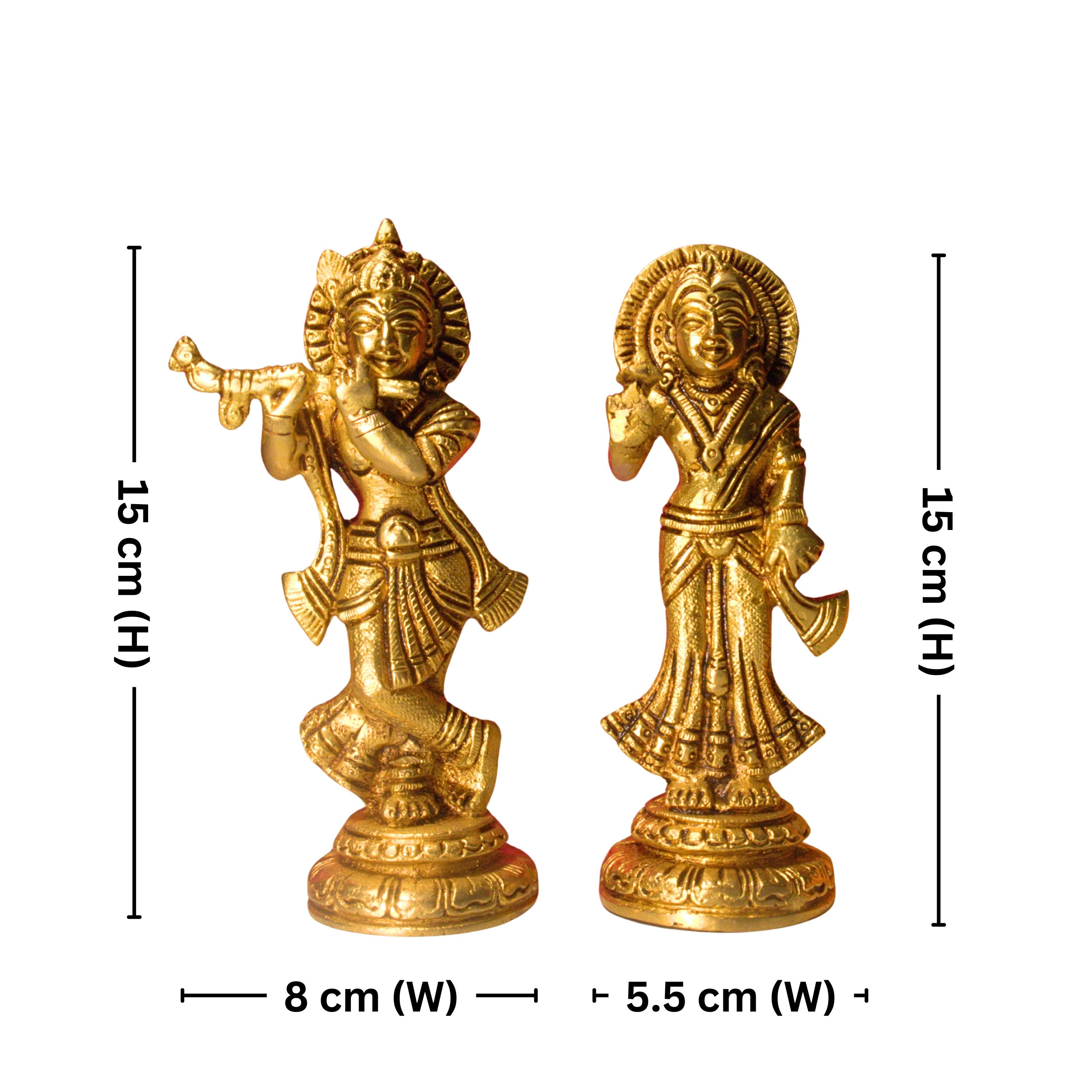 Radha Krishna Brass Idol | Handcrafted Art for Worship | Home, Temple & Vehicle Decor