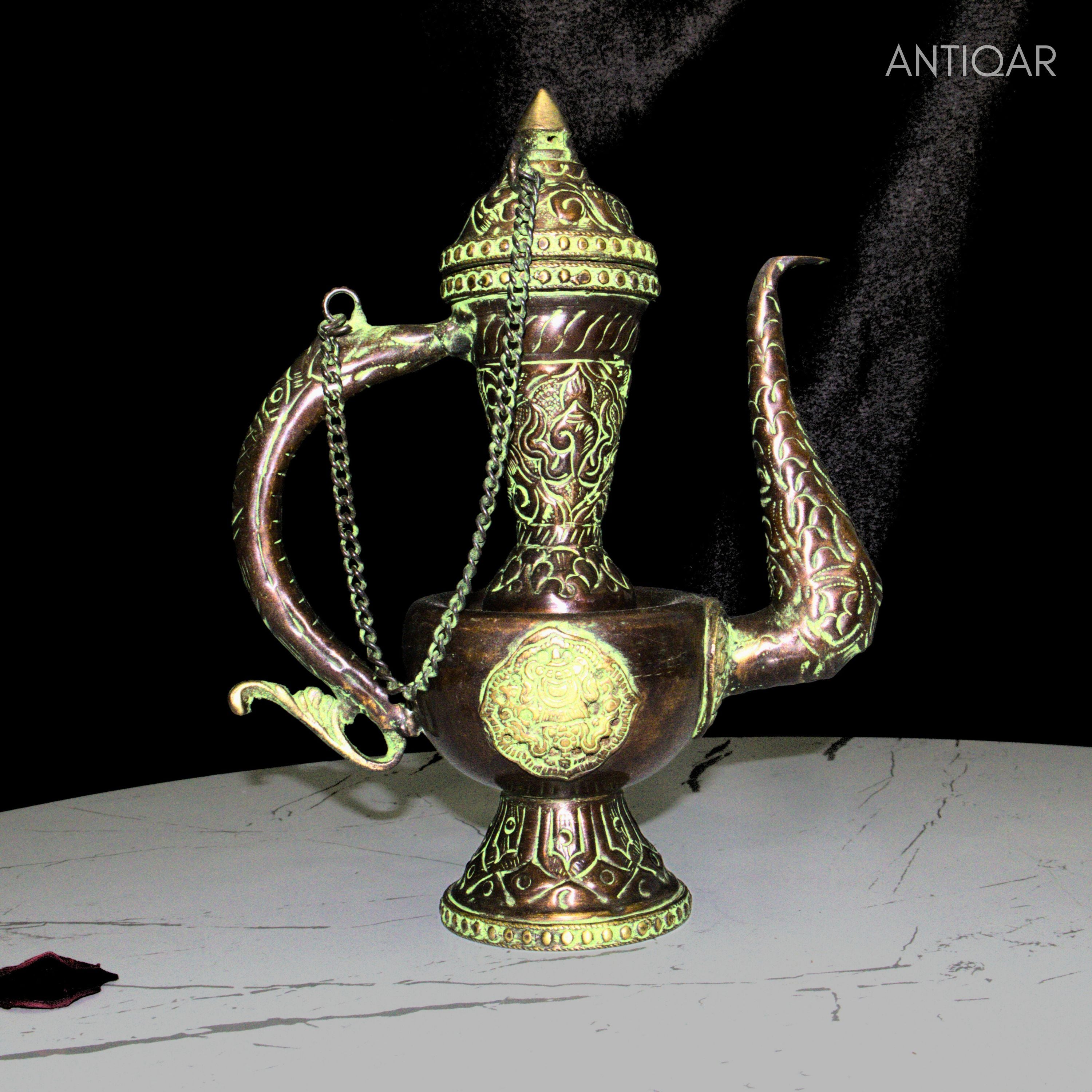 Antique Brass Surai - 20cm | Green Patina Finish |  Vintage Mughlai Style use in Home,Office & Restaurant Decor