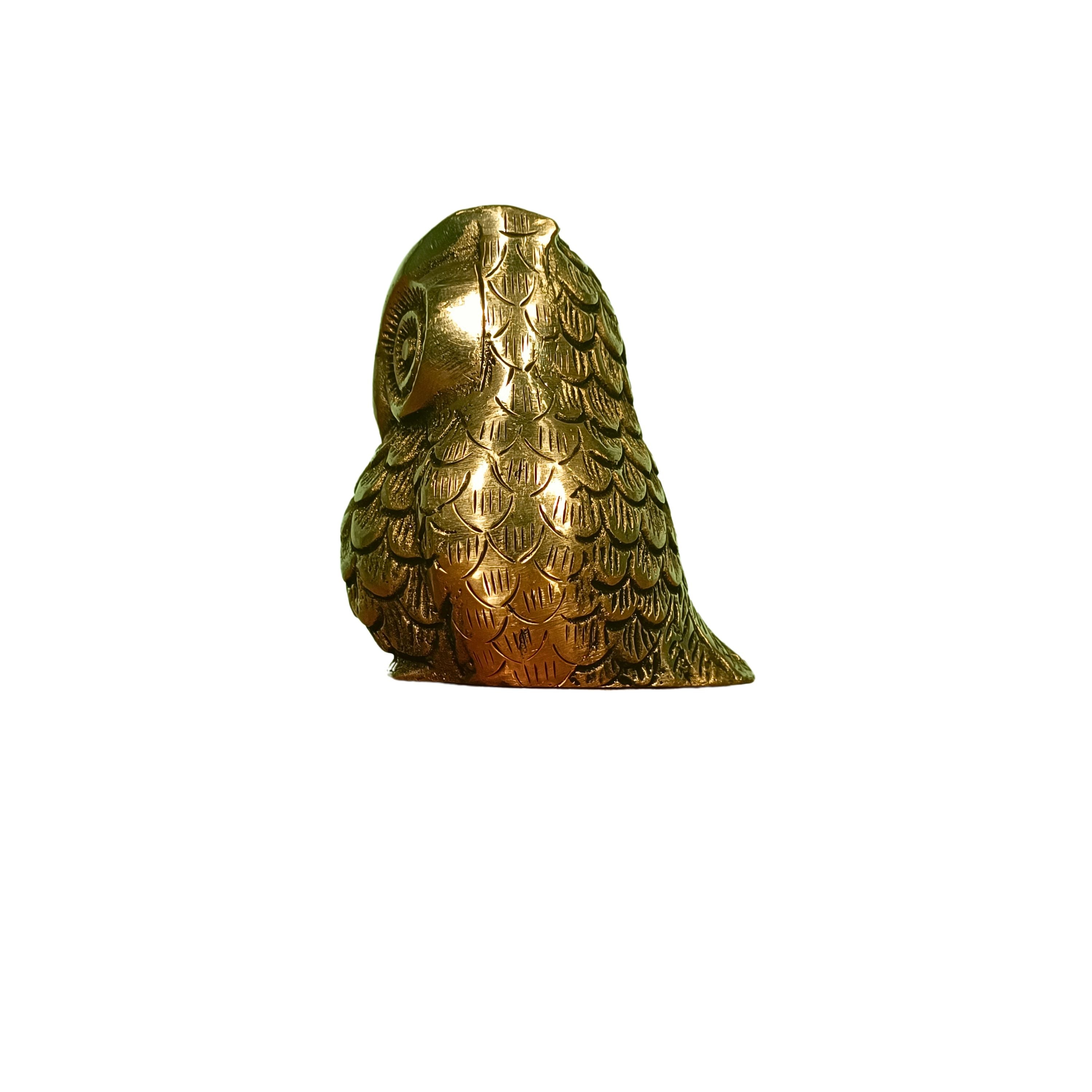 Modern Classy Lucky Owl Showpiece - 9cm | Home, Office, Vehicle & Business Decor | Handmade | Ideal for Gifting | Pure Brass | Antique Finish