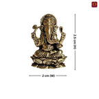 Brass Miniature Ganesh Ji Idol - 2.5cm | Antique Finish | Spritual use for Home, Temple & Car Dashboard Decor