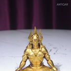 Brass Adiyogi Statue - 5cm | Antique Golden Finish | Spiritual Idol for Temple & Home Decor