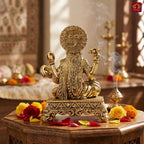 Brass Saraswati Ji Idol - 7cm | Antique Golden Finish | Spritual use for Home, Temple & Car dashboard Decor