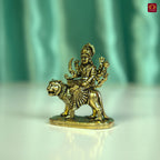 Brass Miniature Sherawali Maa Idol - 4cm | Antique Finish | Spritual use for Home, Temple & Car Dashboard Decor