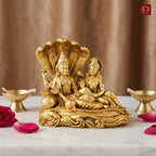 Brass Lakshmi Narayan Idol - 5cm  | Antique Golden Finish | Spiritual Idol for Temple, Home & Car Dashboard Decor