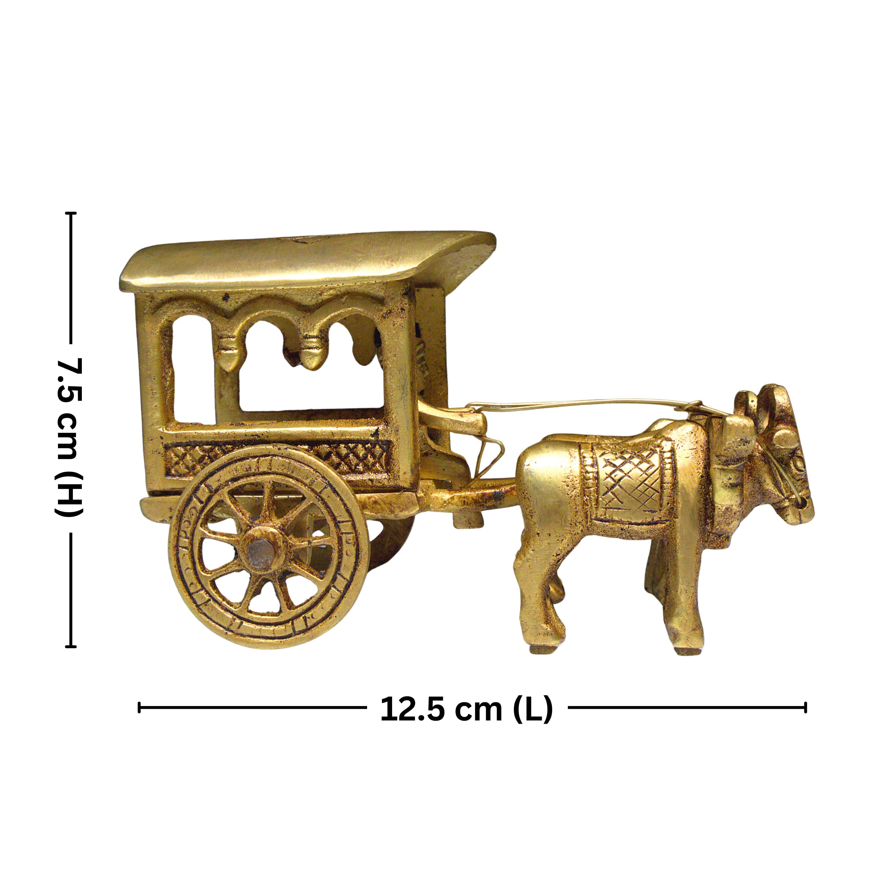 Brass Designer Roof Bullock Cart Golden Showpiece -7.5 cm | Antique Golden Finish | Handicraft Decorative Showpiece for Home, Table & Office Decor