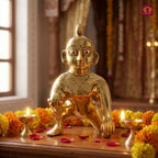 Handcrafted Laddu Gopal Brass Idol - 12cm | Superfine Finish | For Pooja, Temple & Car Dashboard Decor
