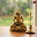 Brass Adiyogi Lord Shiva Idol - 5cm | Golden Finish | Spiritual Idol for Temple & Home Decor