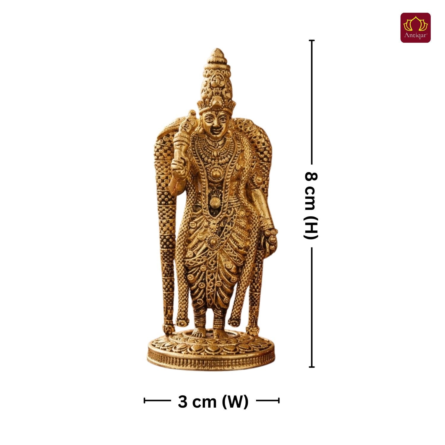 Brass Meenakshi Deviji Idol -8cm | Golden Finish | Spritual use for Home, Temple & Car Dashboard Decor