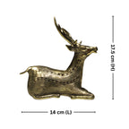 Dhokra Art Brass Deer – 17.5 cm | Sitting Pose in Antique Finish | Tribal Handcrafted Showpiece for Temple, Home & Table Decor