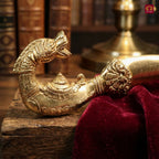 Brass Designer Katar Dagger – 26 cm | Dragon Handle with Intricate Carving | Antique Golden Finish | Handcrafted Decor for Festivals, Temple & occasional