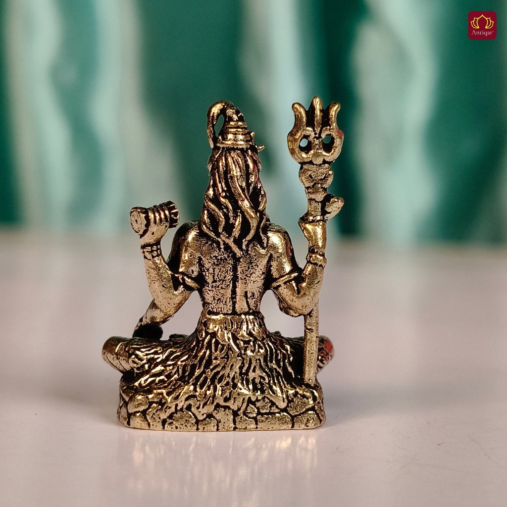 Brass Miniature Shiv Ji Idol - 3 cm | Antique Finish | Spiritual use for Temple, Home & Car Decor