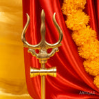 Brass Trisul with Detachable Square Base - 25cm | Antique Golden Finish | Handcrafted for Pooja Temple & Festival Decor