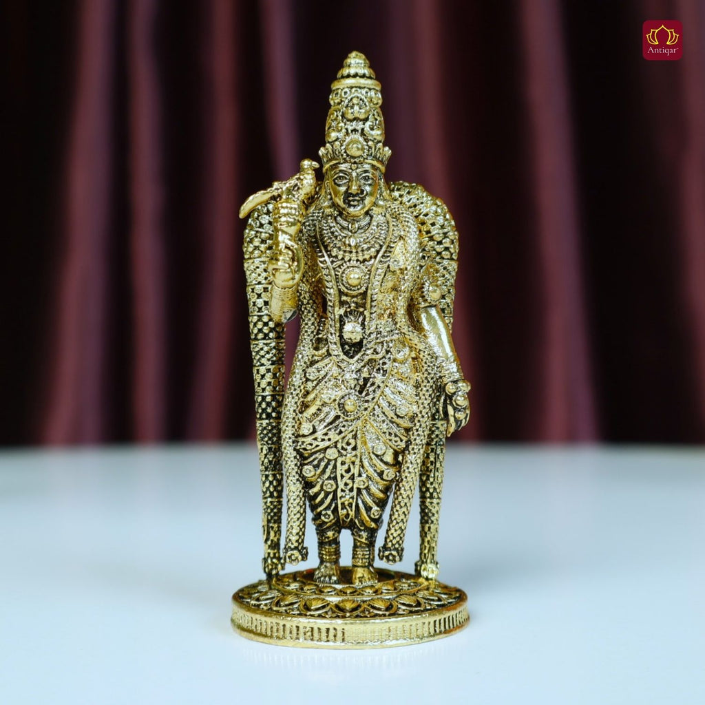 Brass Meenakshi Deviji Idol -8cm | Golden Finish | Spritual use for Home, Temple & Car Dashboard Decor