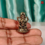 Brass Miniature Ganesh Ji Idol - 3cm | Antique Finish | Spritual use for Home, Temple & Car Dashboard Decor