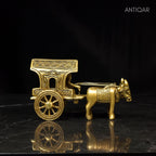 Brass Decorative Jharokha Bullock Cart Showpiece -7cm | Antique Golden Finish | Handicraft Decorative Showpiece for Home, Table & Office Decor