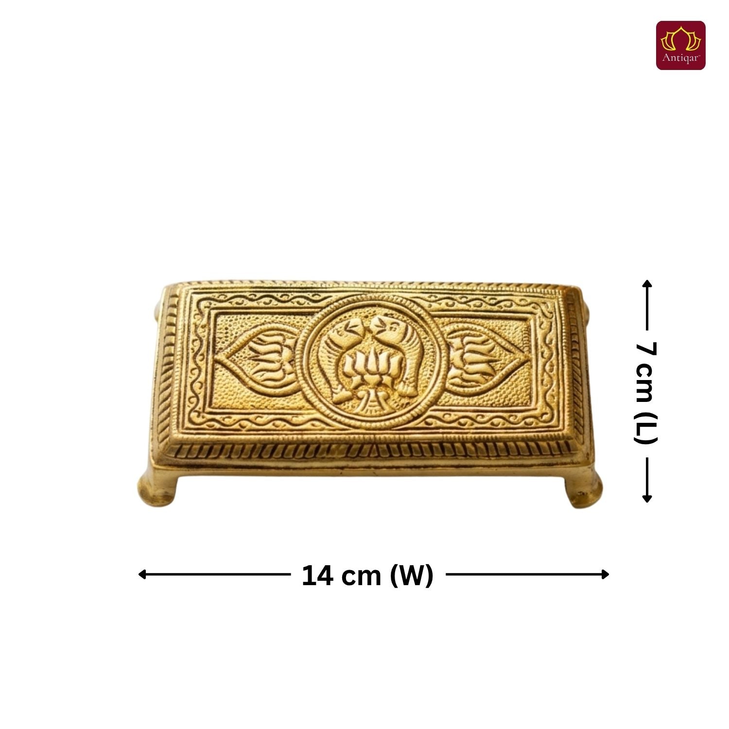Brass Chauki - 3cm | Antique Golden Finish | Spiritual item for Temple & Home Decor