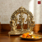 Brass Ram Darbar - 9cm | Golden Finish | Spiritual Idol for Temple & Home Decor