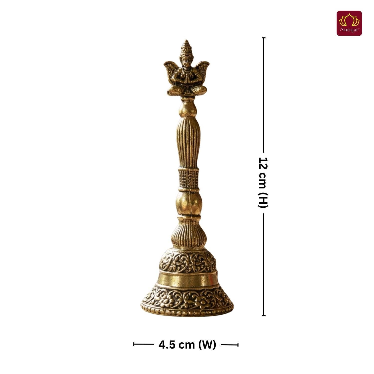 Brass Garud Ghanti - 12cm | Antique Finish | Spiritual Decor for Temple, Home & Table