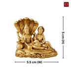 Brass Lakshmi Narayan Idol - 5cm  | Antique Golden Finish | Spiritual Idol for Temple, Home & Car Dashboard Decor