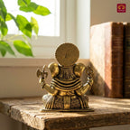 Brass Ganesh Idol - 5.5cm | Antique Finish | Spritual use for Home, Temple & Car dashboard Decor