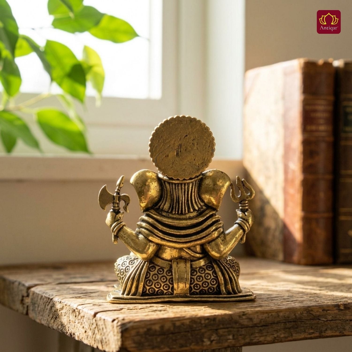 Brass Ganesh Idol - 5.5cm | Antique Finish | Spritual use for Home, Temple & Car dashboard Decor