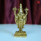 Brass Shree Venkateshwara Ji Idol - 7.5cm | Golden Finish | Spritual use for Home, Temple & Car Dashboard Decor