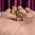Brass Miniature Elephant Showpiece  - 2.5cm | Antique Finish | Decorative Figurines for Temple, Home & Office