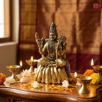Brass Rajrajeshwari Deviji Idol -10cm | Antique Finish | Religious Idol for Home, Temple & Car Dashboard Decor