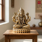 Brass Narsimha Ji Idol - 4.5cm  | Golden Finish | Spiritual Idol for Home, Office, Workshop, Temple & Car Dashboard Decor