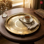 Brass Etching Design Plate - 2.5cm | Antique Golden Finish | Traditional use for Pooja in Temple, Festivals and Home