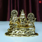 Brass Shiv Parivar Idol - 6.5cm | Golden Finish | Spiritual Idol for Temple & Home Decor