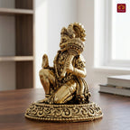 Brass Hanuman Ji Idol - 4.5cm | Golden Finish | Handcrafted Statue for Temple, Home Decor & Car Dashboard