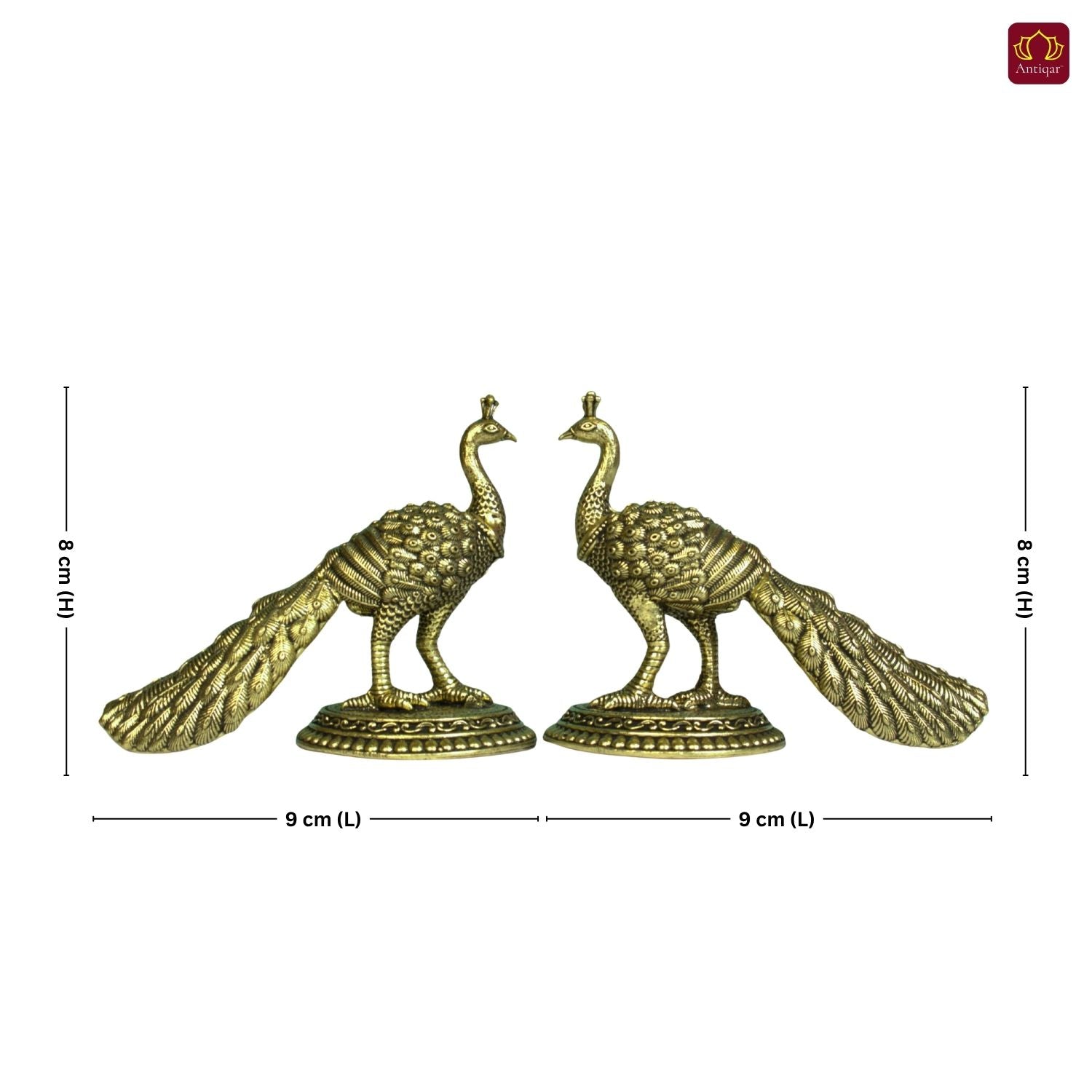 Brass Peacock Showpiece – 8 cm | Antique Finish | Handcrafted Decor for Temple, Table & Home (Pack of 2)