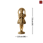 Brass Standing Hanuman Ji Idol - 7.5cm | Golden Finish | Handcrafted Statue for Temple, Home Decor & Car Dashboard