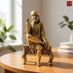 Brass Saibaba Idol - 6.5cm | Golden Finish | Spritual use for Home, Temple & Car dashboard Decor