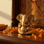 Brass Appu Ganesha Idol – 5 cm | Sitting Position | Antique Golden Finish | Handcrafted Decor for Temple, Home & Festival Use