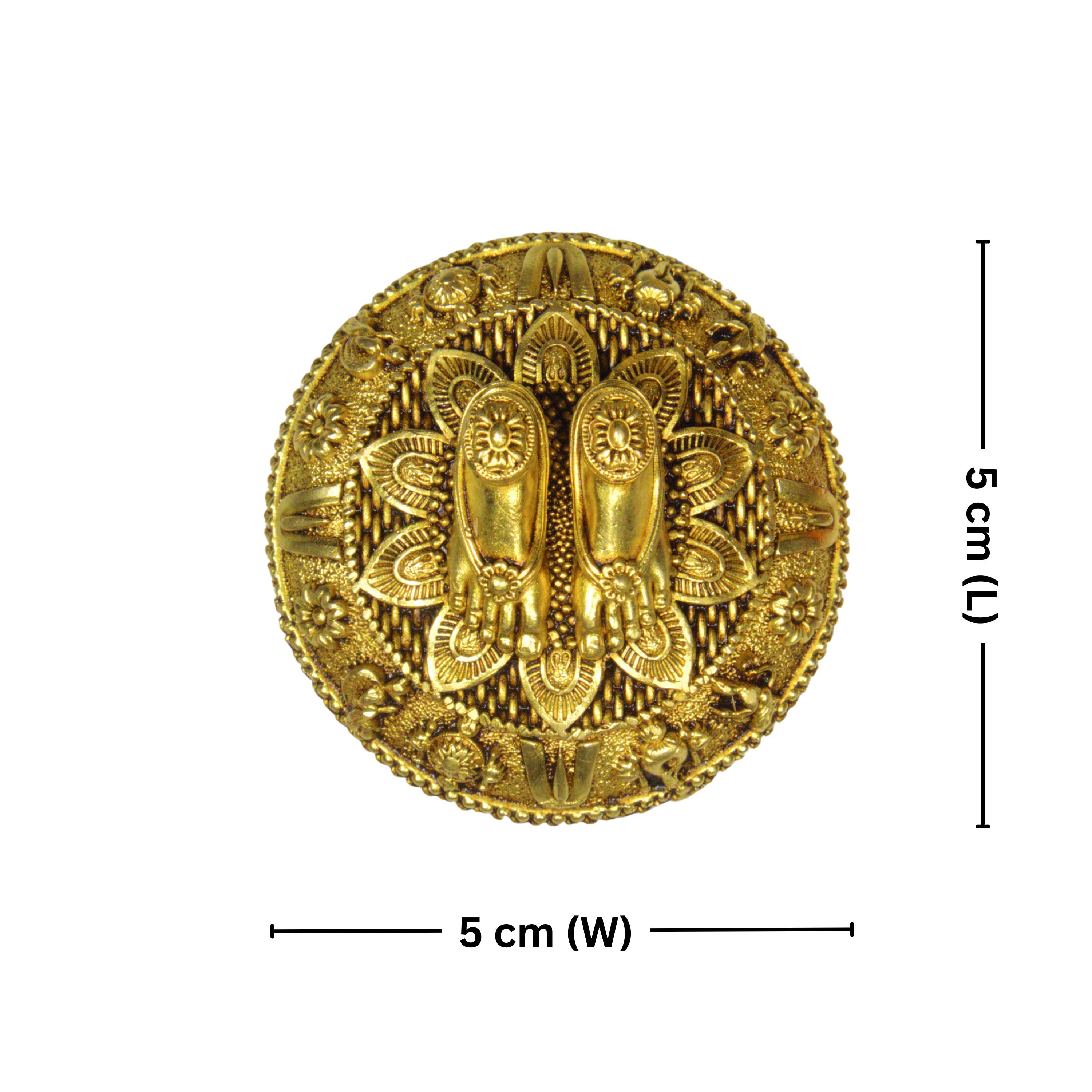 Brass Charan Paduka –2 cm | Yellow Antique Finish | Spiritual Symbol for Temple & Home Decor