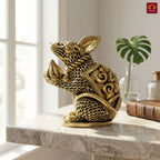 Brass Mooshak Raj (Rat ) Idol – 7.5 cm | Antique Golden Finish | Spiritual Use for Home, Temple & Car Dashboard Decor