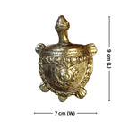 Dhokra Art Brass Turtle – 3 cm | Golden Antique Finish | Tribal Handcrafted Showpiece for Temple, Home & Table Decor