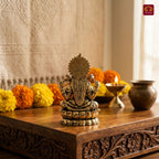 Brass Lakshmi JI Idol - 4cm | Golden Finish | Spiritual Decor for Temple, Home & Car Dashboard