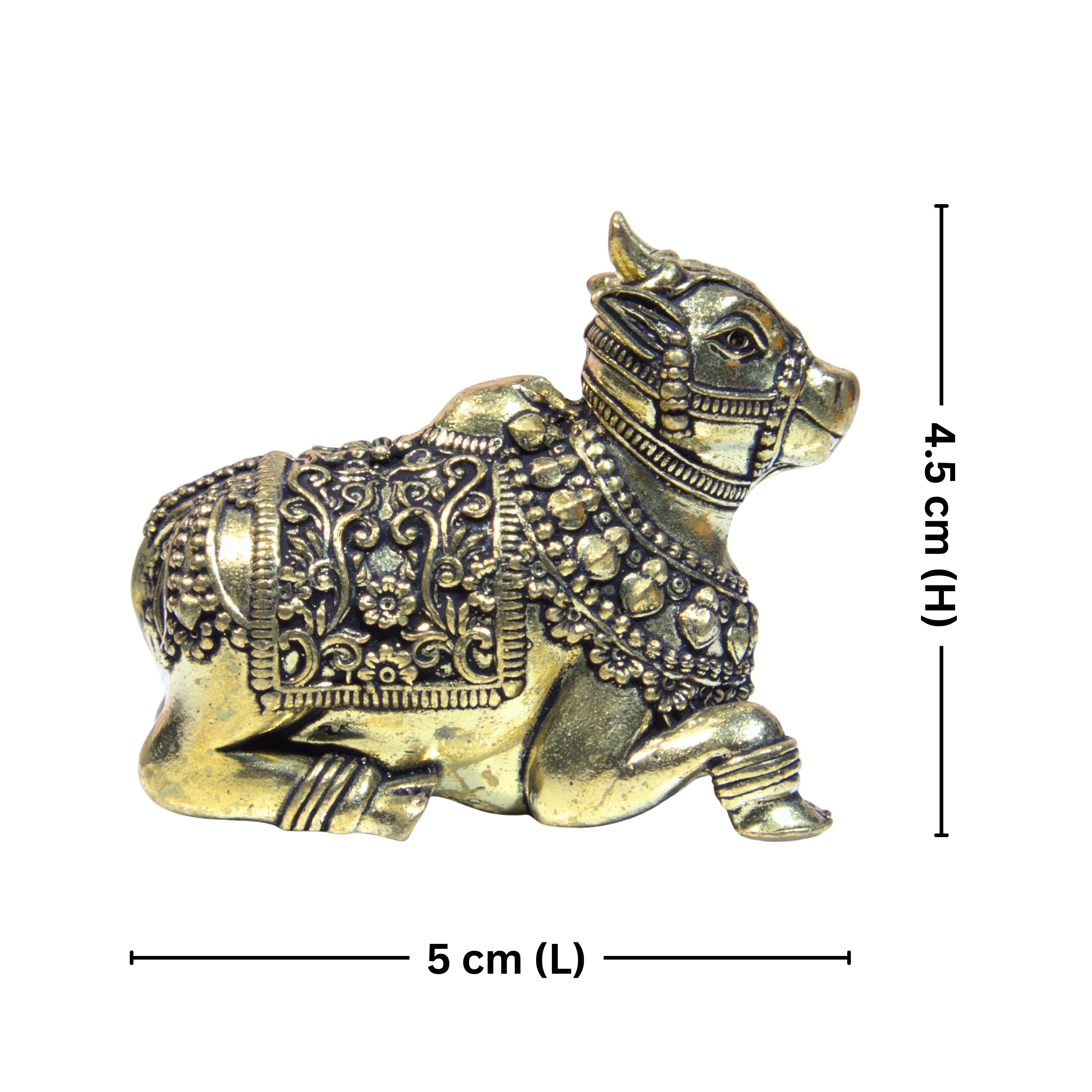 تمثال ناندي نحاسي - 4.5 سم | لمسة نهائية عتيقة | استخدام روحي لتزيين المنزل والمعبد ولوحة قيادة السيارة