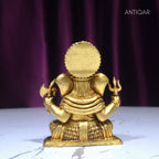 Brass Ganesh Idol - 6.5cm | Antique Finish | Spritual use for Home, Temple & Car dashboard Decor