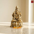 Brass Lalitha Deviji Idol - 8cm | Golden Finish | Religious Idol for Home, Temple & Car Dashboard Decor