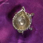 Brass Diya on Turtle - 4cm | Antique Finish | Spritual use for Pooja, Temple & Festival Decor