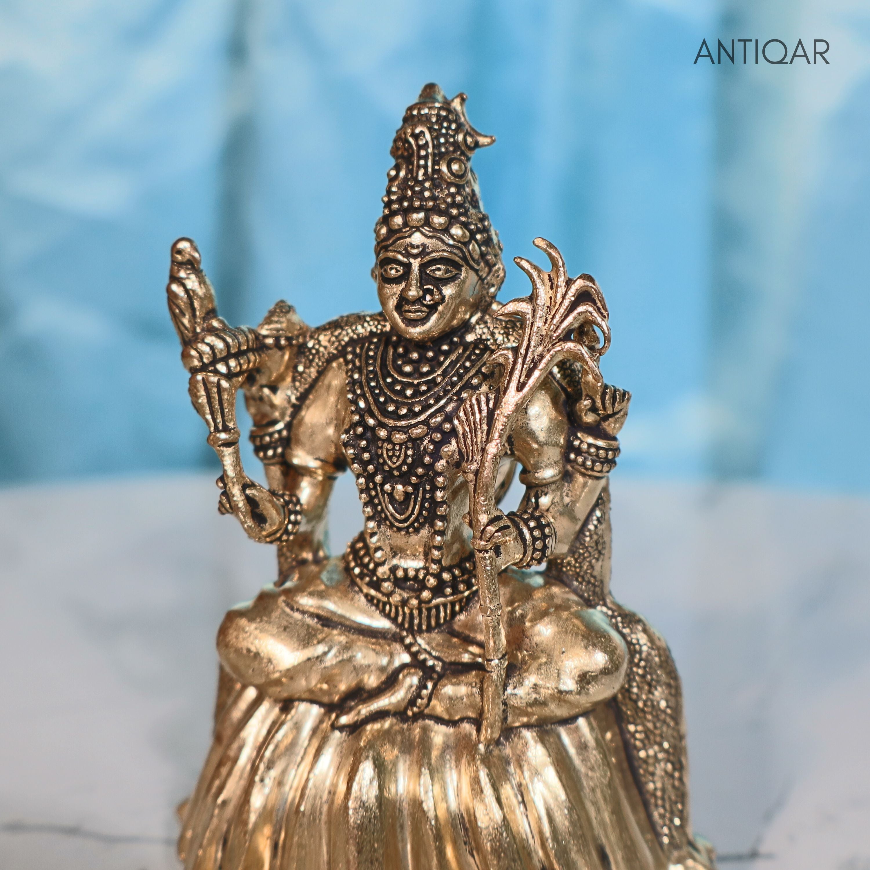 Brass Rajrajeshwari Deviji Idol - 8cm | Antique Finish | Religious Idol for Home, Temple & Car Dashboard Decor