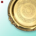 Brass Etching Design Plate - 1.5cm | Antique Golden Finish | Traditional use for Pooja in Temple, Festivals and Home