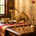 Brass Camel Showpiece - 18cm | Handcrafted Decor Piece for Living Spaces | Superfine Golden Finish